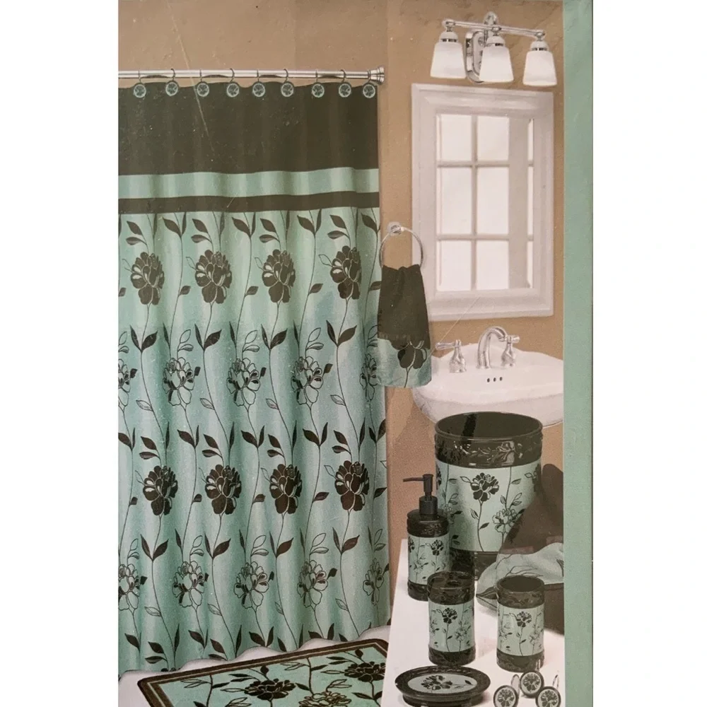 Shower Curtain Blue Chocolate Fabric “Cabella” by Popular Bath 70 x 72 in